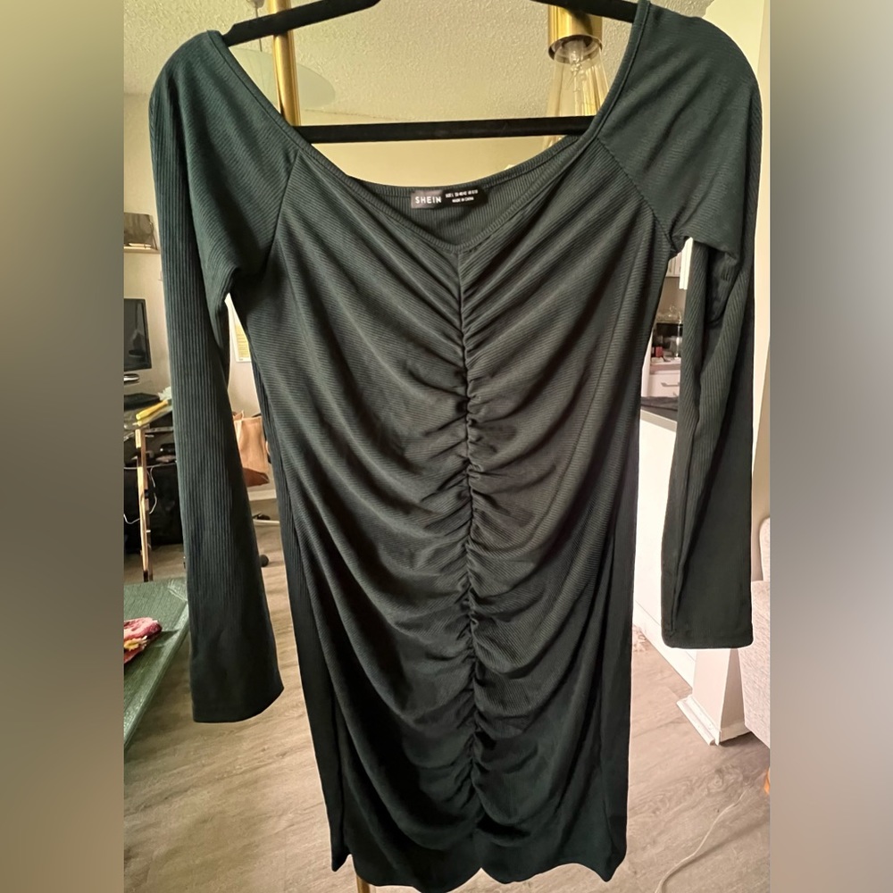 Dark green midi shein dress size l